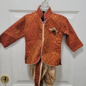 Elegant Red and Gold Kids Dress